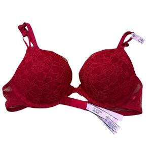 Victoria's Secret NWT Red Lace Push-Up Bra Size 34B